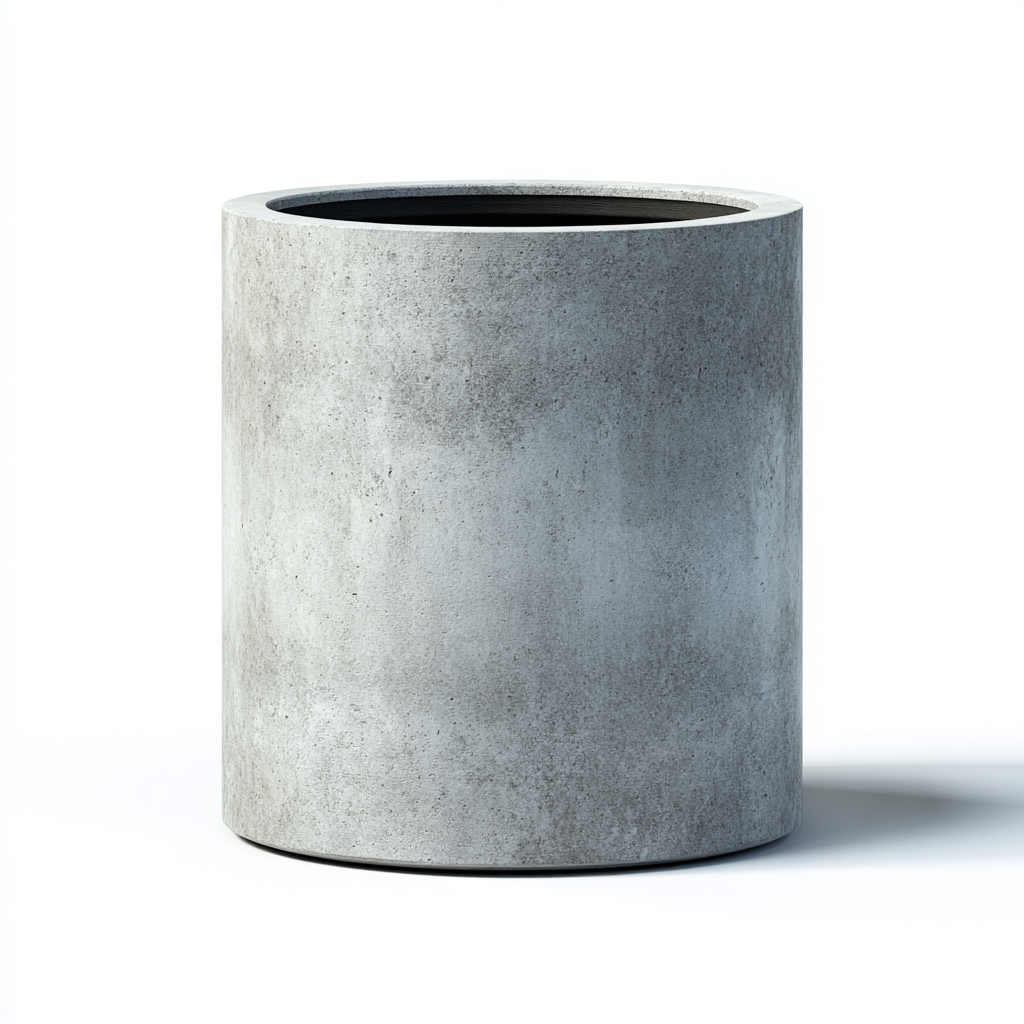Modern Concrete Cylinder Planter - Industrial Grey